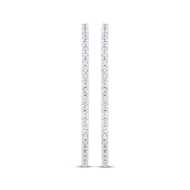 Unstoppable Love Diamond Double Hoop Earrings 1/4 ct tw White Gold Plated