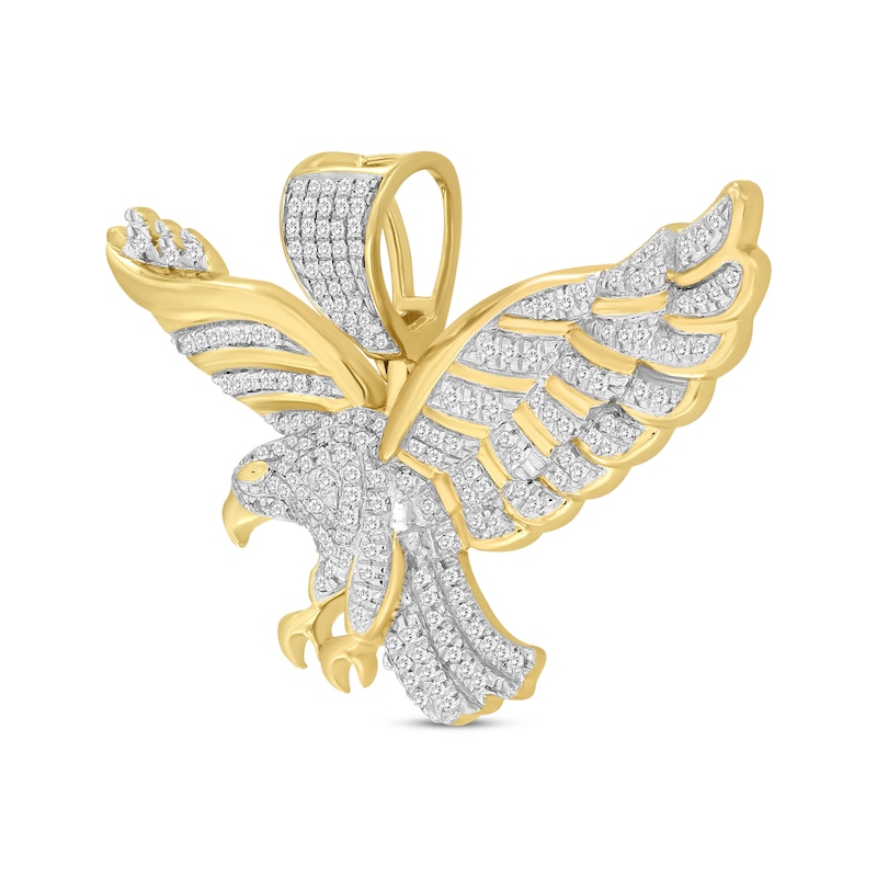 Men's Diamond Flying Eagle Charm 1/2 ct tw Yellow Gold Plated
