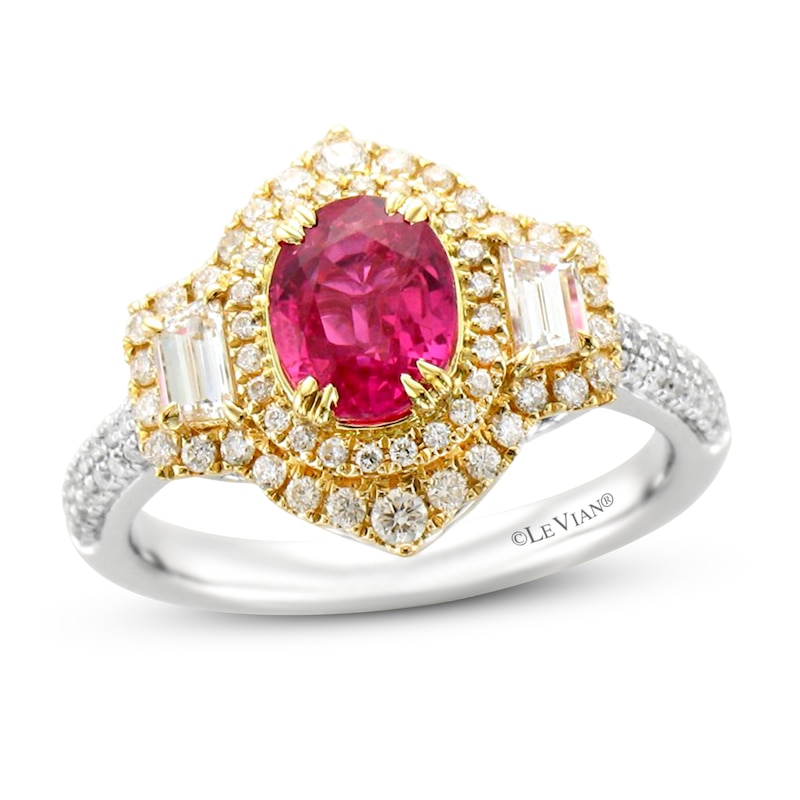 Le Vian Couture Pink Sapphire Ring 7/8 ct tw Diamonds Two-Tone Gold Plated - Size 7