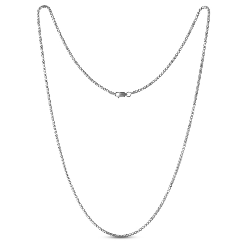 Hollow Box Chain Necklace White Gold Plated 22