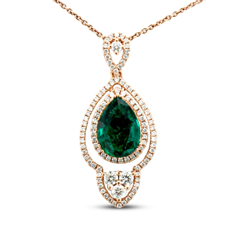 Le Vian Couture Emerald Necklace 5/8 ct tw Diamonds Strawberry Gold Plated 18