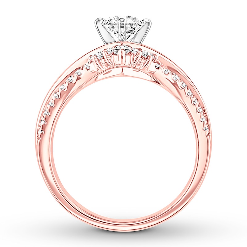 Diamond Engagement Ring 7/8 ct tw Round-cut Rose Gold Plated