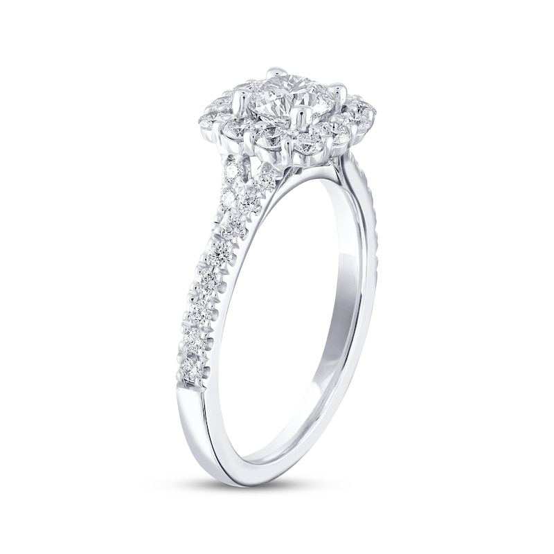 THE LEO Diamond Engagement Ring 1-1/6 ct tw Round-cut White Gold Plated