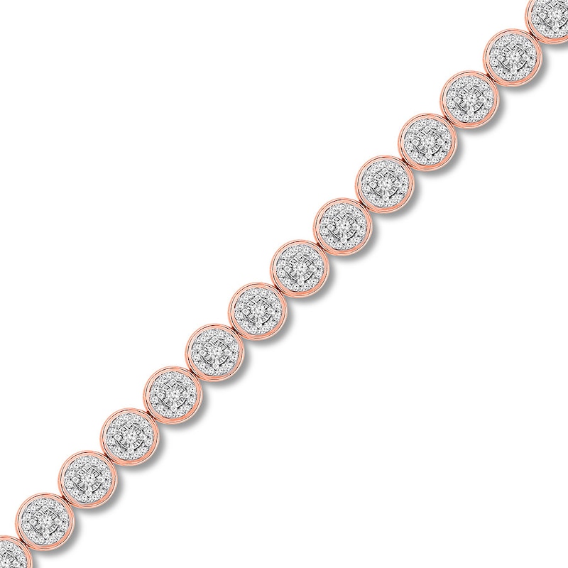 Diamond Bracelet 1 ct tw Round-cut Rose Gold Plated 7.25