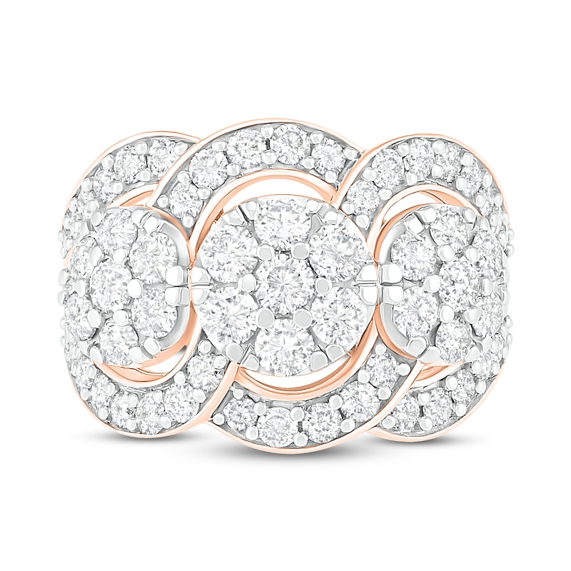 Diamond Fashion Ring 2 ct tw Round-cut Rose Gold Plated