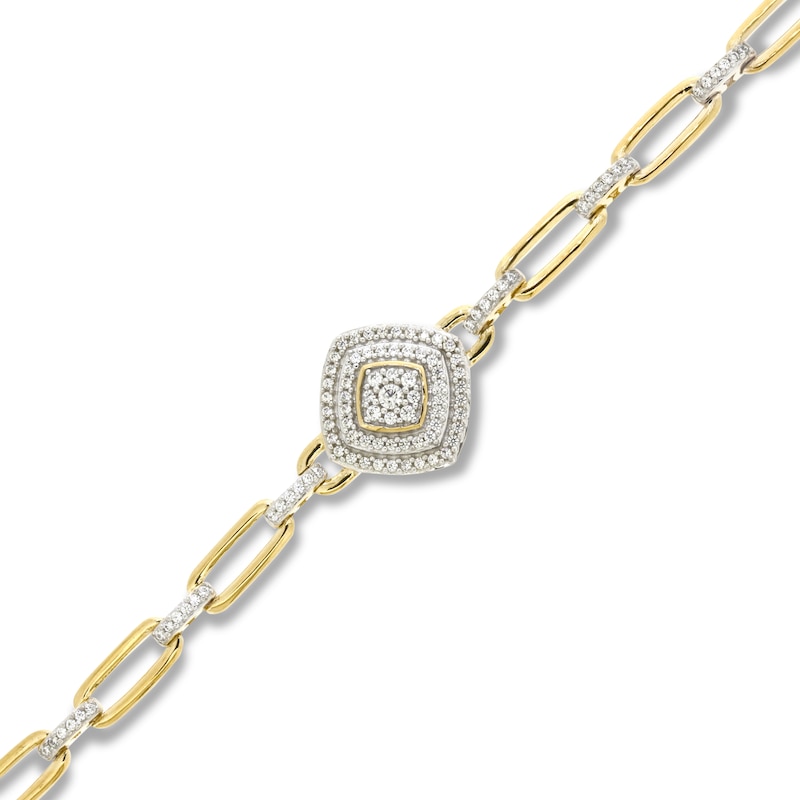 Diamond Paperclip Bracelet 1/3 ct tw Round-cut Yellow Gold Plated 7.25