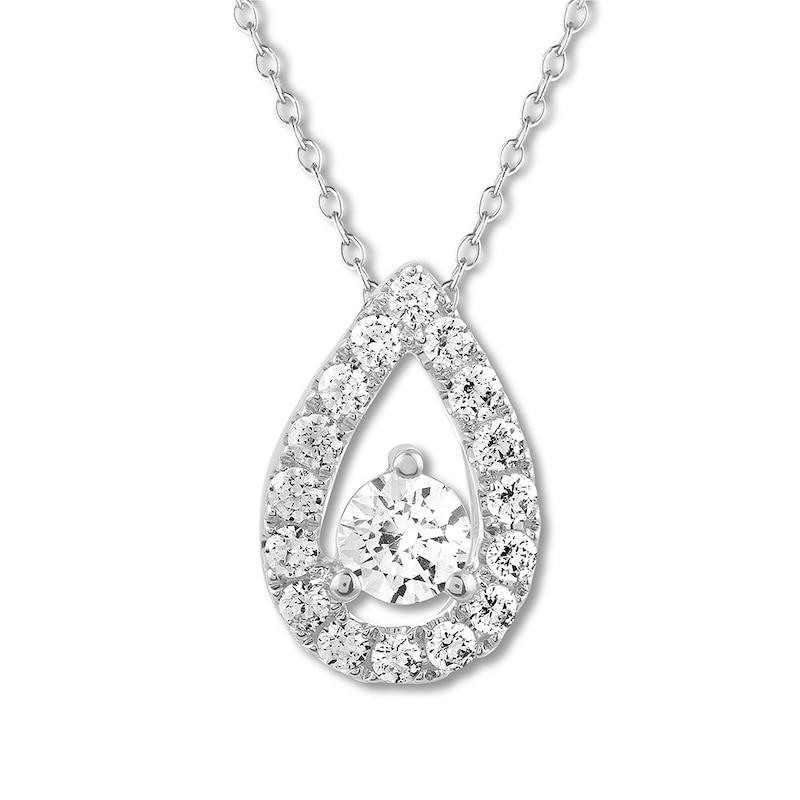 THE LEO Diamond Necklace 1/2 ct tw Round-cut White Gold Plated 19
