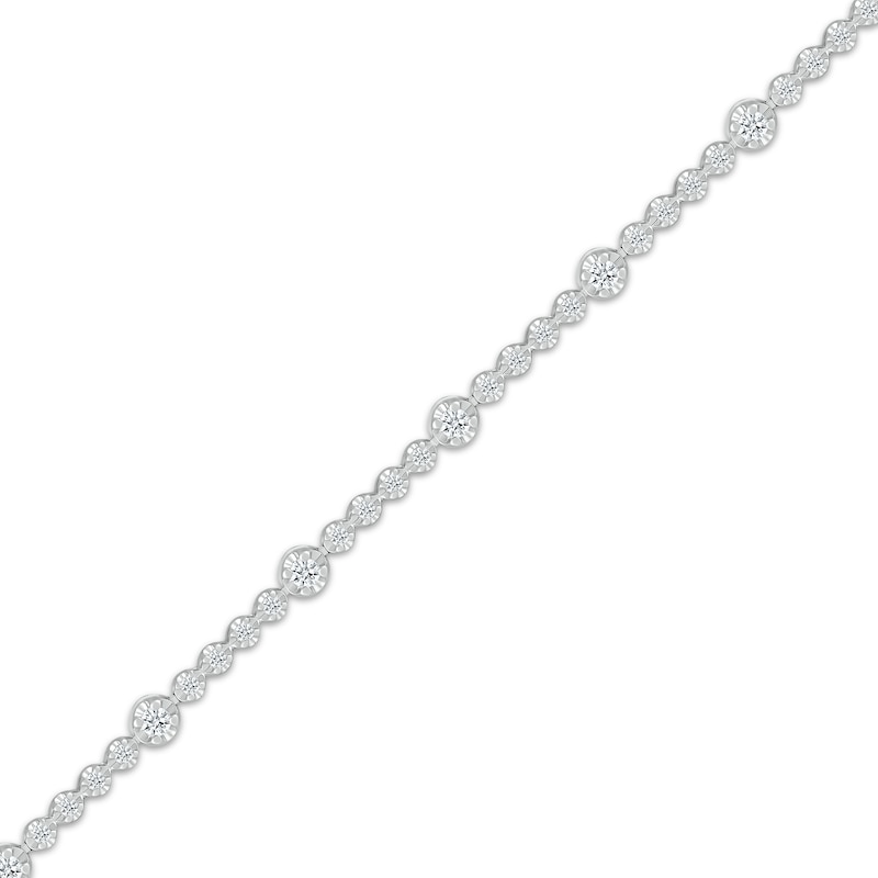 Diamond Station Tennis Bracelet 1 ct tw White Gold Plated 7.25