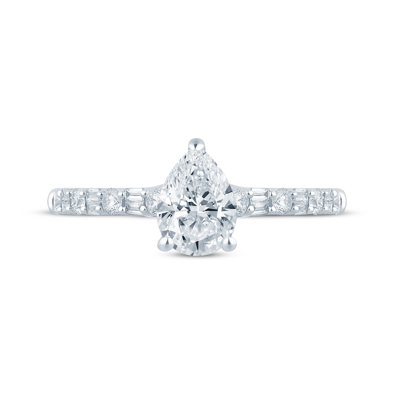 Pear-Shaped Diamond Engagement Ring 1-1/3 ct tw White Gold Plated