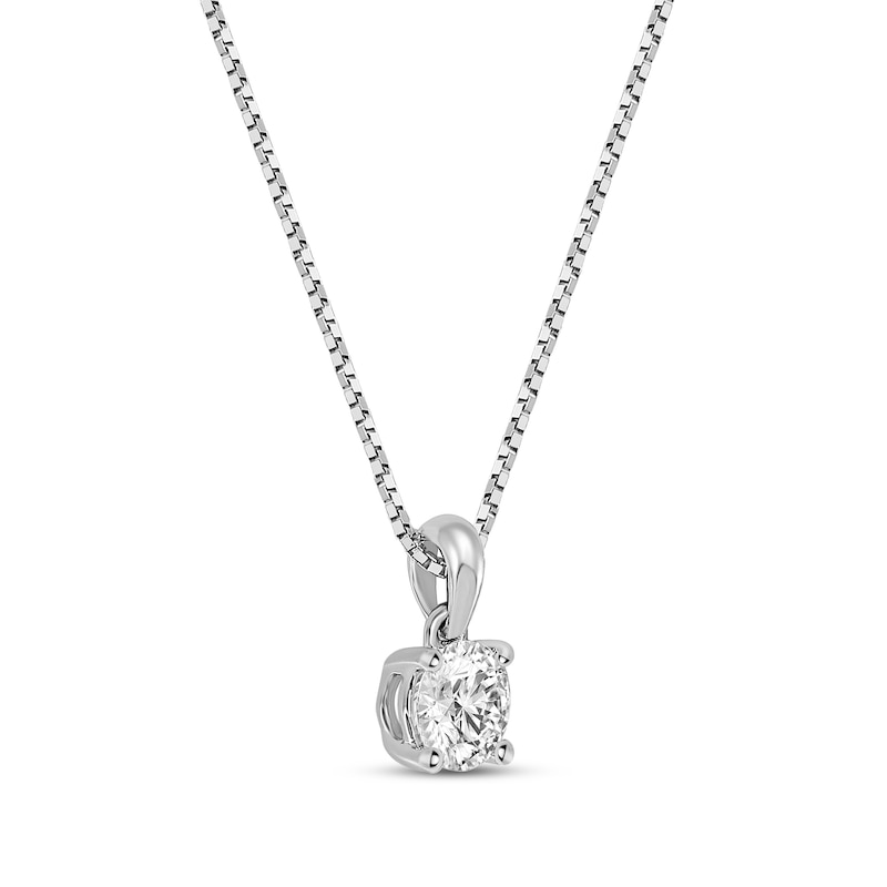 GSI Solitaire Diamond Necklace 1/2 ct tw Round-cut White Gold Plated 18