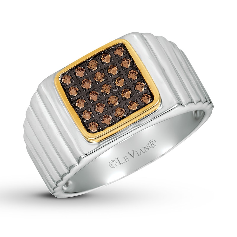 Le Vian Men's Chocolate Diamond Ring 1/5 ct tw Two-Tone Gold Plated
