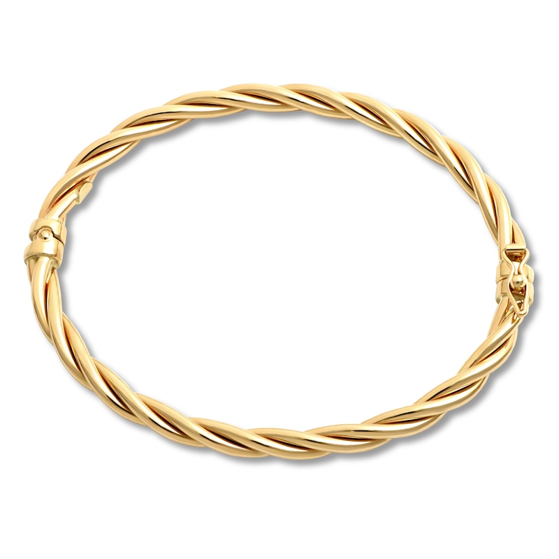 Italian Braided Bangle Bracelet Yellow Gold Plated
