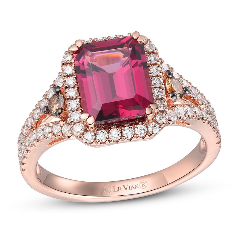 Le Vian Rhodolite Ring 5/8 ct tw Diamonds Strawberry Gold Plated