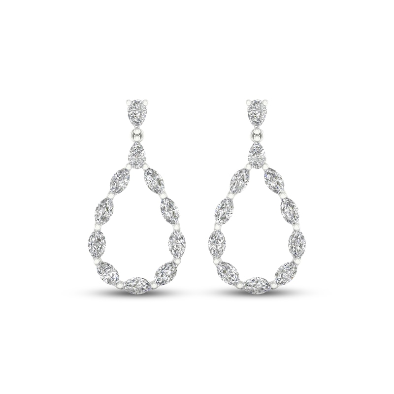 Diamond Teardrop Earrings 2 ct tw Marquise & Pear-Shaped White Gold Plated