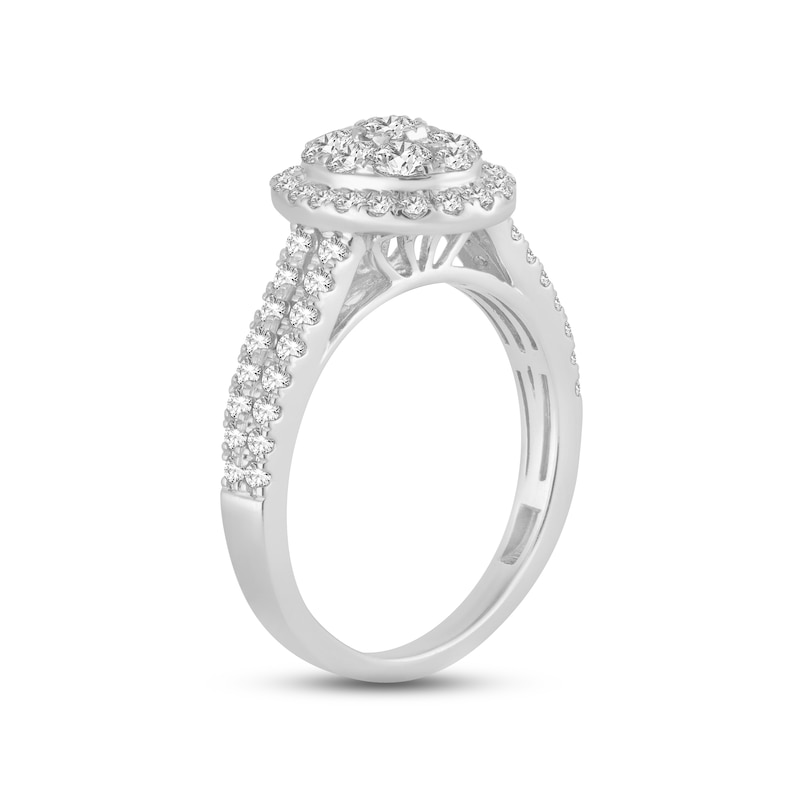 Multi-Diamond Engagement Ring 2 ct tw Round-cut White Gold Plated