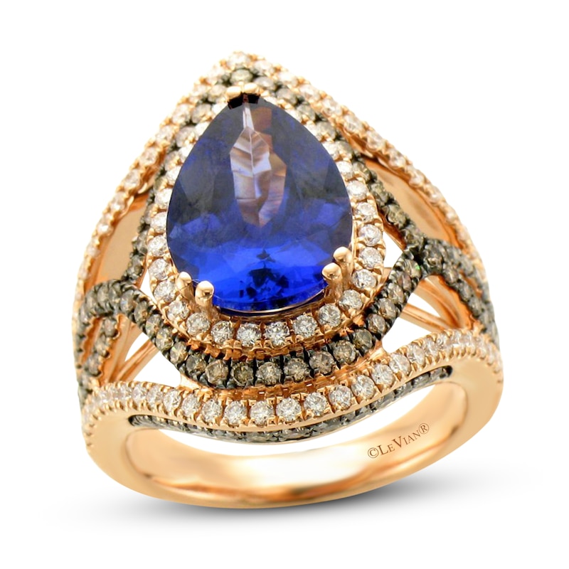 Le Vian Couture Tanzanite Ring 1-1/3 ct tw Diamonds Strawberry Gold Plated - Size 7