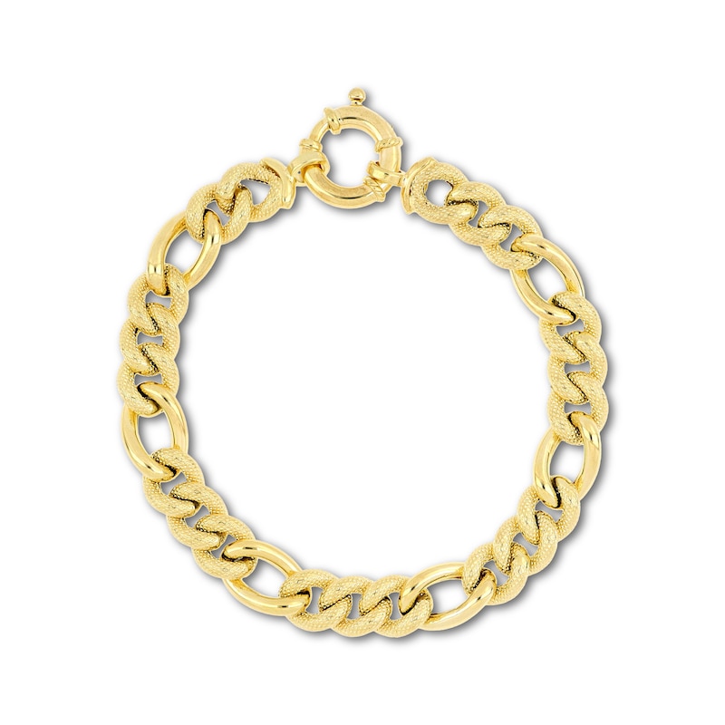 Italian Brilliance Diamond-Cut Hollow Figaro Chain Bracelet Yellow Gold Plated 7.5