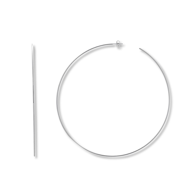 Hoop Earrings White Gold Plated 75mm