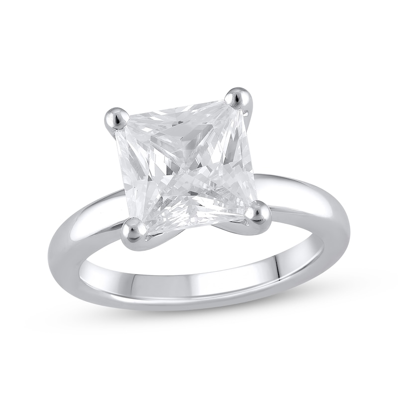 Lab-Created Diamonds by Princess-Cut Solitaire Engagement Ring 4 ct tw White Gold Plated
