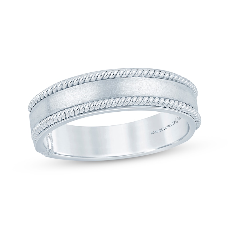 Monique Lhuillier Bliss Men's Diamond Accent Wedding Ring White Gold Plated