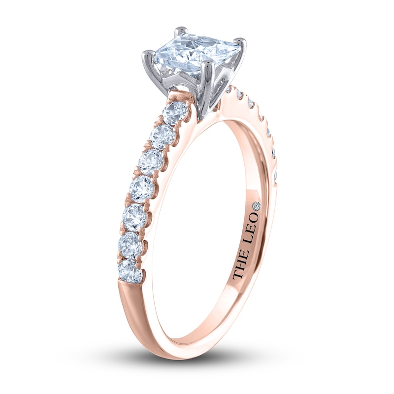 THE LEO Diamond Engagement Ring 1-3/8 ct tw Princess & Round-cut Rose Gold Plated