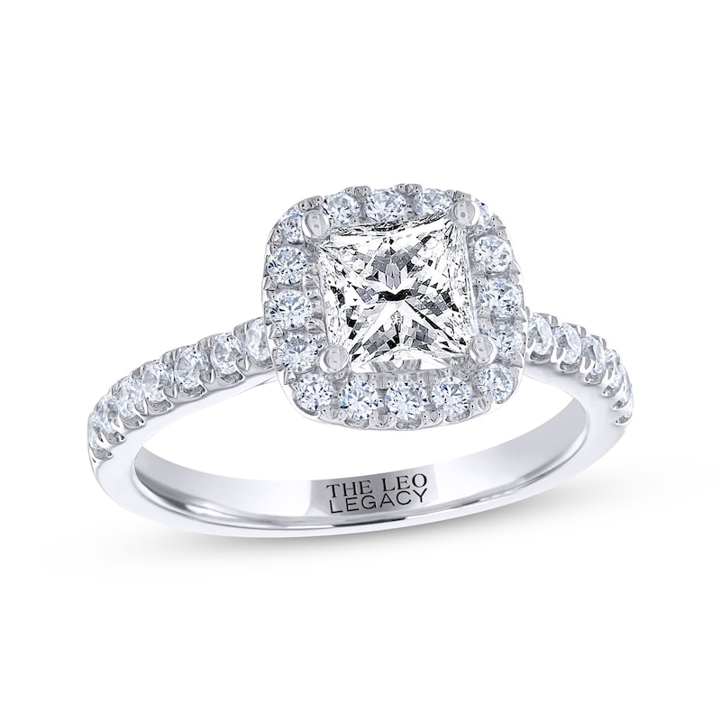 THE LEO Legacy Lab-Created Diamond Princess-Cut Engagement Ring 1-3/8 ct tw White Gold Plated