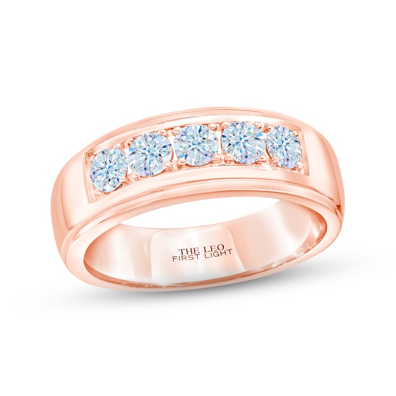 Men's THE LEO First Light Wedding Band 1 ct tw Round-cut Rose Gold Plated