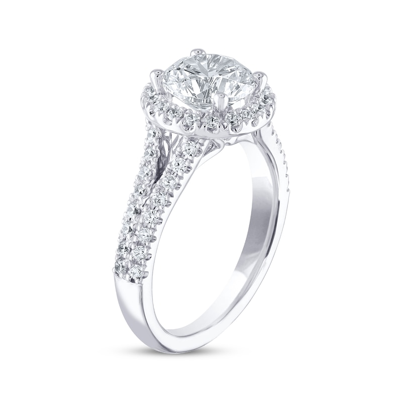 THE LEO Diamond Engagement Ring 1-7/8 ct tw Round-cut White Gold Plated