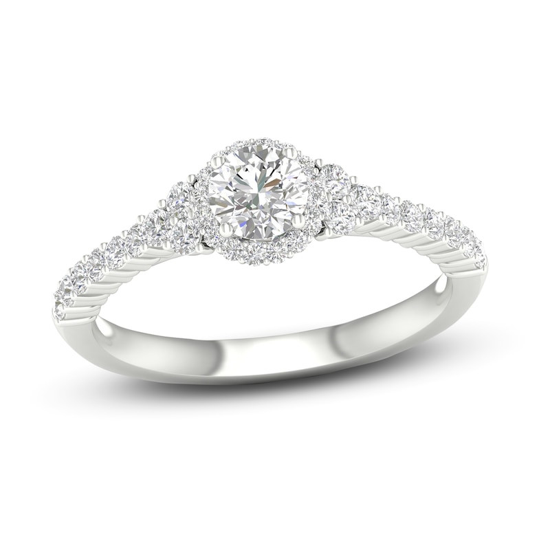 Diamond Engagement Ring 3/4 ct tw Round-cut White Gold Plated