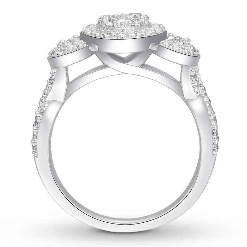 Diamond Heart Engagement Ring 1 ct tw Round-cut White Gold Plated