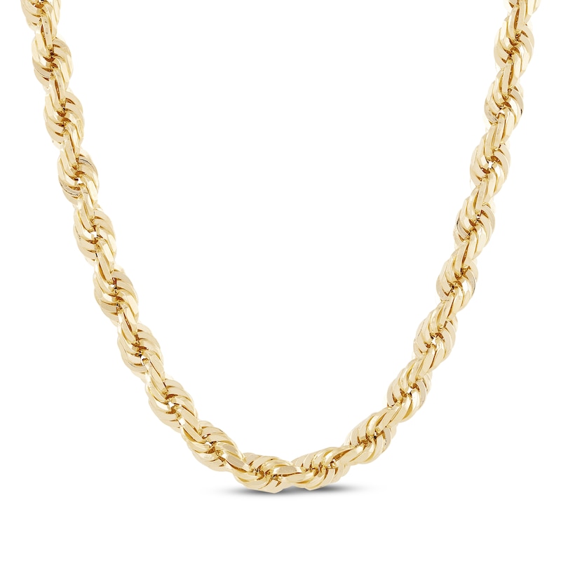 Semi-Solid Glitter Rope Chain 5.5mm Yellow Gold Plated 22