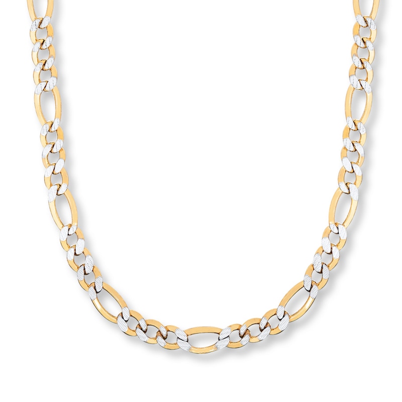Semi-Solid Figaro Necklace Yellow Gold Plated 22