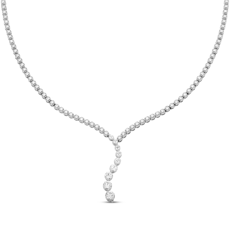 Diamond Riviera Journey Necklace 3-1/2 ct tw White Gold Plated 17.75
