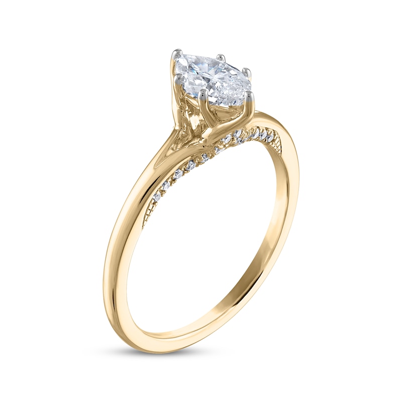 Marquise-Cut Diamond Solitaire Engagement Ring 5/8 ct tw Yellow Gold Plated
