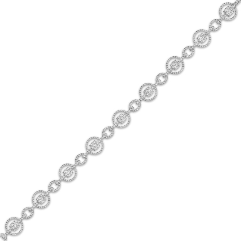 Diamond Round & Oval-Link Bracelet 2-1/2 ct tw White Gold Plated 7