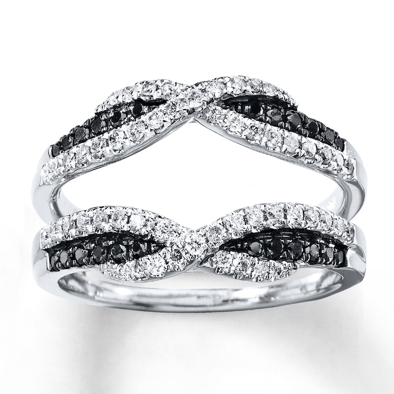 Black & White Diamonds 1/2 ct tw Enhancer Ring White Gold Plated