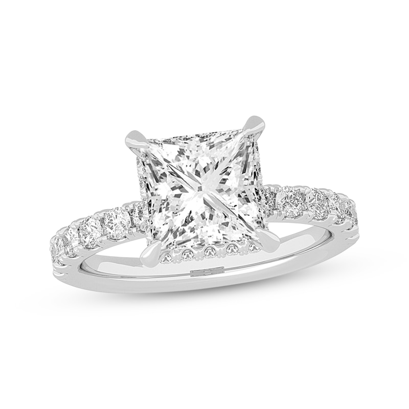 Lab-Created Diamonds by Princess-Cut Engagement Ring 3-7/8 ct tw White Gold Plated