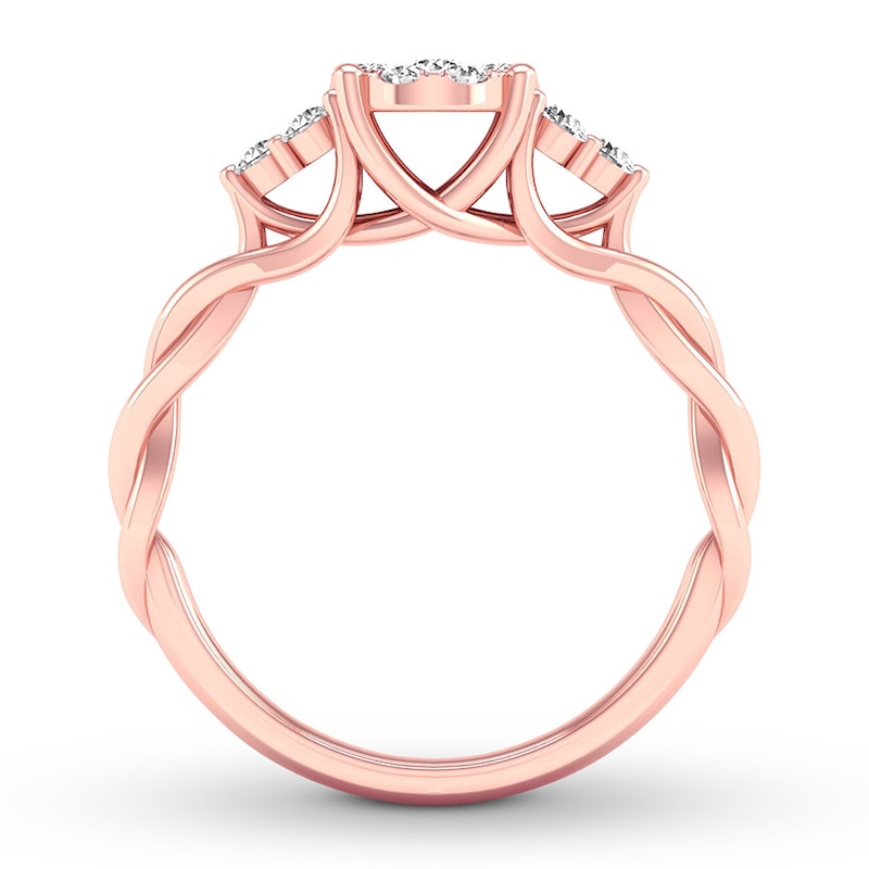 Diamond Engagement Ring 1/2 ct tw Round-cut Rose Gold Plated