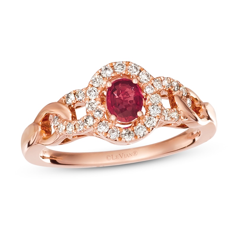 Le Vian Ruby Ring 1/4 ct tw Diamonds Strawberry Gold Plated