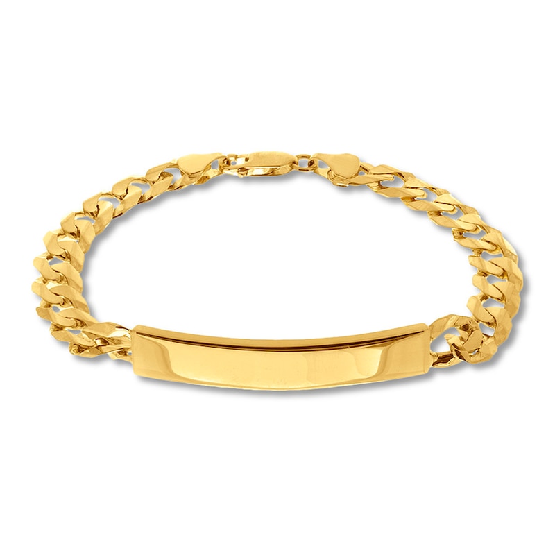 ID Solid Link Bracelet Yellow Gold Plated 8.5