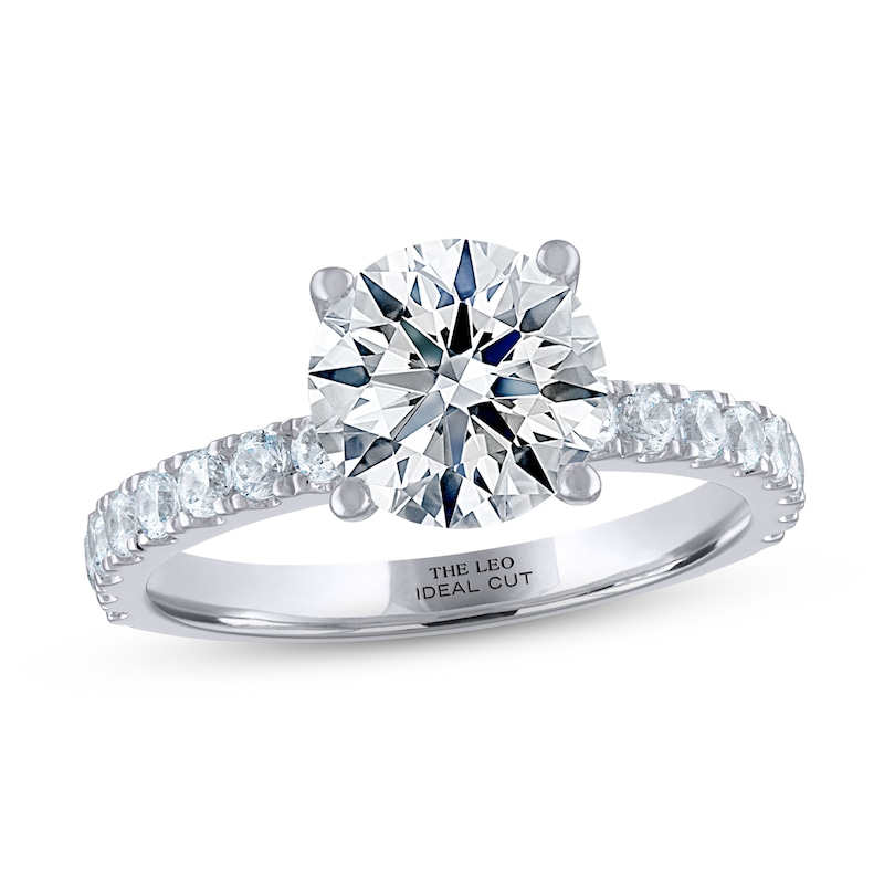 THE LEO Ideal Cut Diamond Engagement Ring 2-3/8 ct tw White Gold Plated