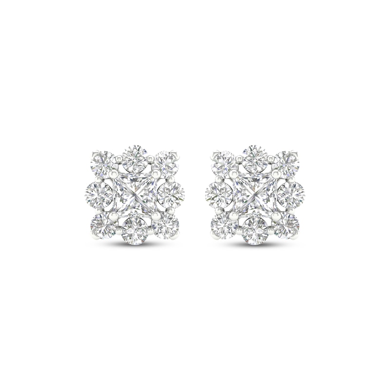 Lab-Created Diamonds by Princess-Cut Stud Earrings 1 ct tw White Gold Plated