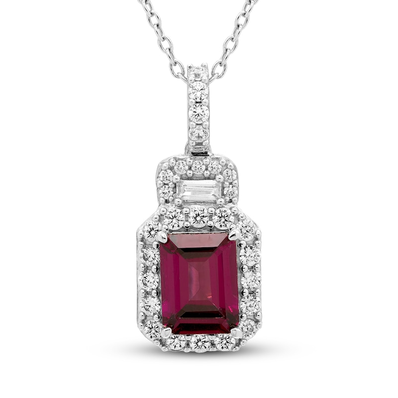 Neil Lane Garnet & Diamond Necklace 1/2 ct tw White Gold Plated 19