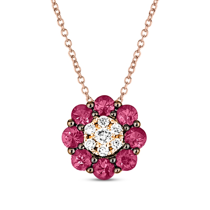 Le Vian Ruby Necklace 1/15 ct tw Diamonds Strawberry Gold Plated 18