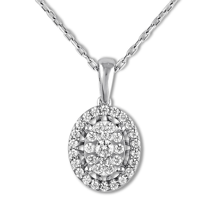 Diamond Necklace 1/2 ct tw Round-cut White Gold Plated 18