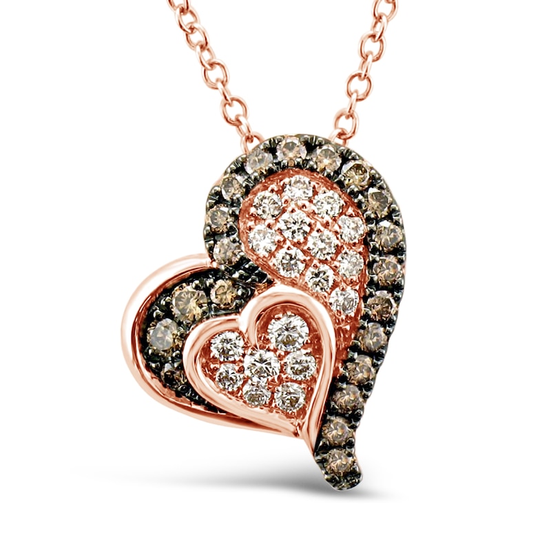 Le Vian Diamond Heart Necklace 1/2 ct tw Strawberry Gold Plated 18