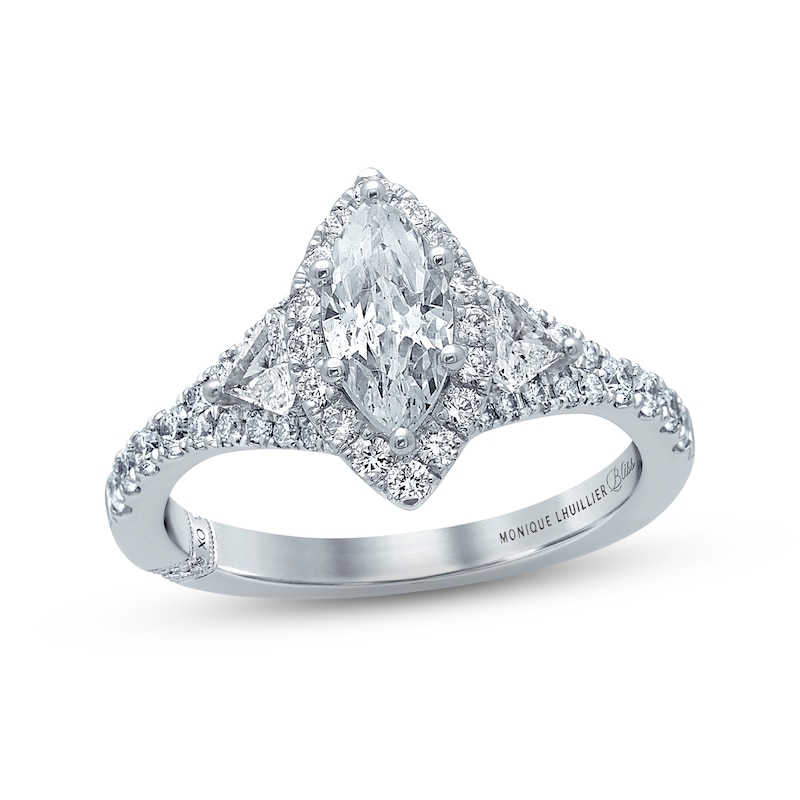 Monique Lhuillier Bliss Diamond Engagement Ring 1-1/2 ct tw Marquise, Pie & Round-Cut White Gold Plated