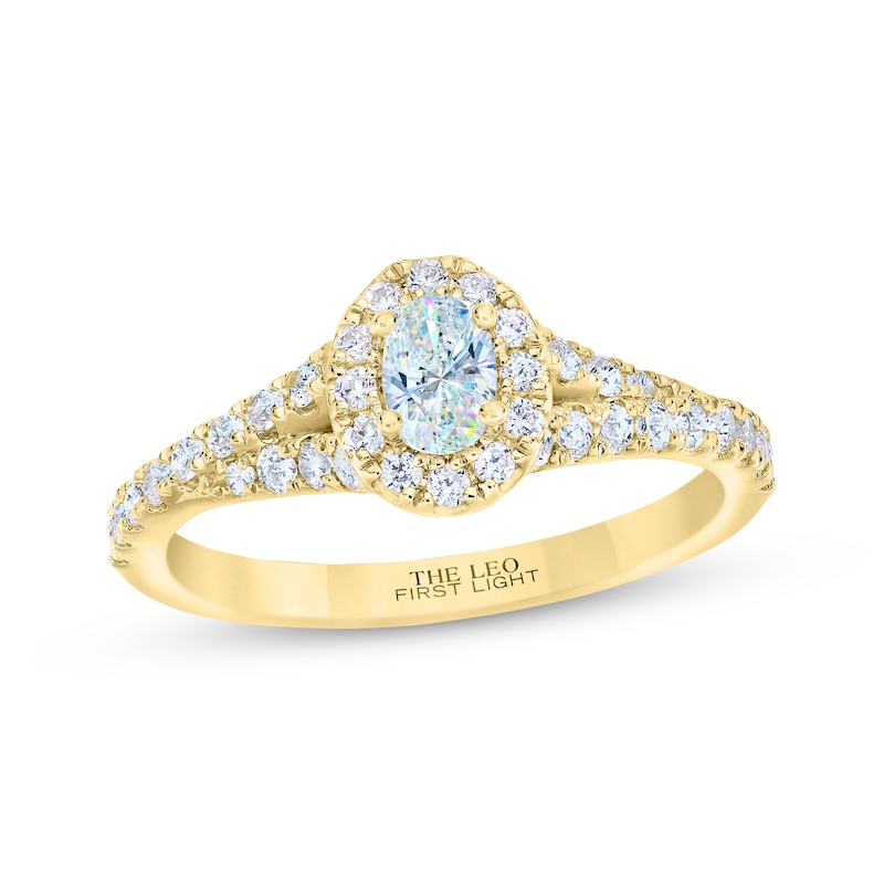 THE LEO First Light Diamond Oval-Cut Engagement Ring 3/4 ct tw Yellow Gold Plated