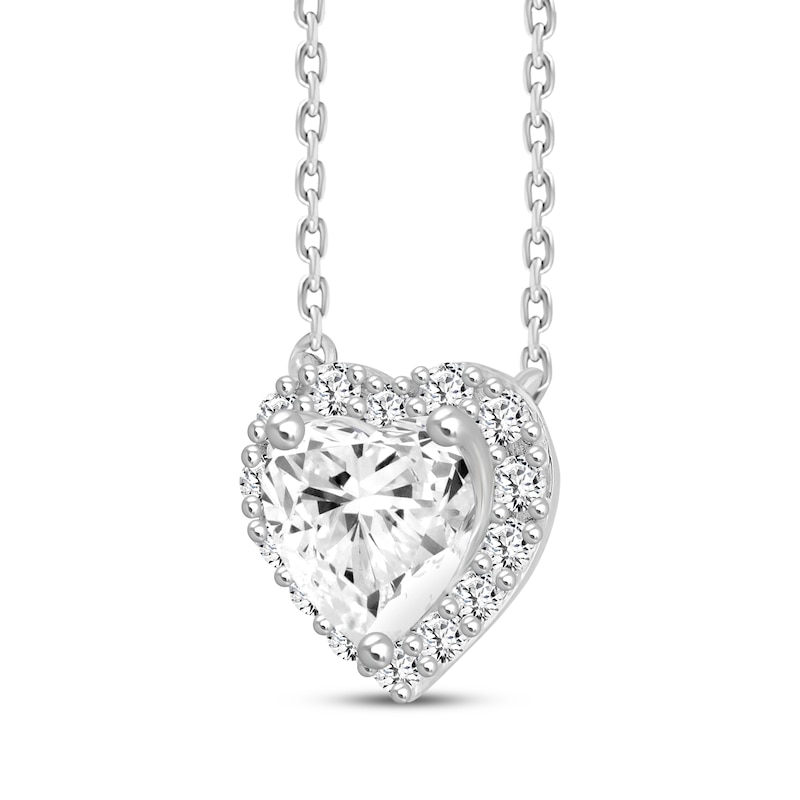 Lab-Created Diamonds by Heart Frame Necklace 1-1/4 ct tw White Gold Plated 18