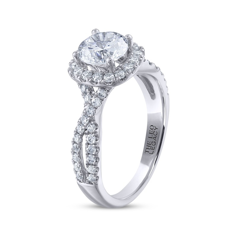 THE LEO Legacy Lab-Created Diamond Round-Cut Halo Engagement Ring 2 ct tw White Gold Plated